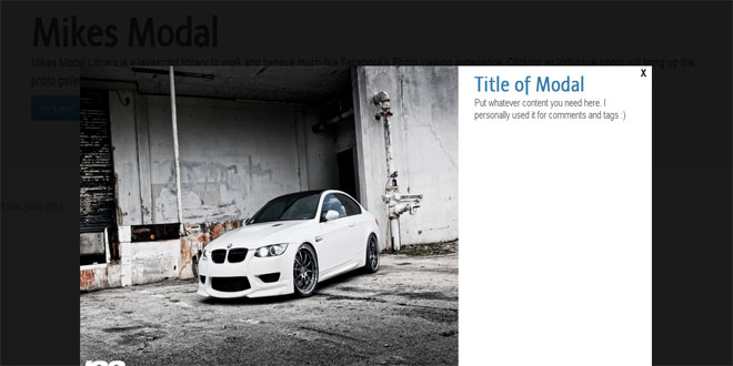 Mikes Modal Library : Facebook like modal box in jQuery